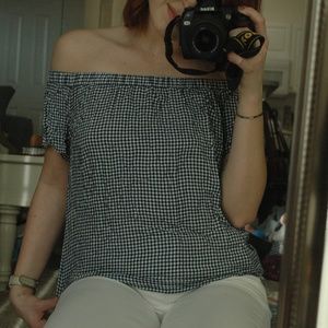 Mossimo Gingham Off The Shoulder Top